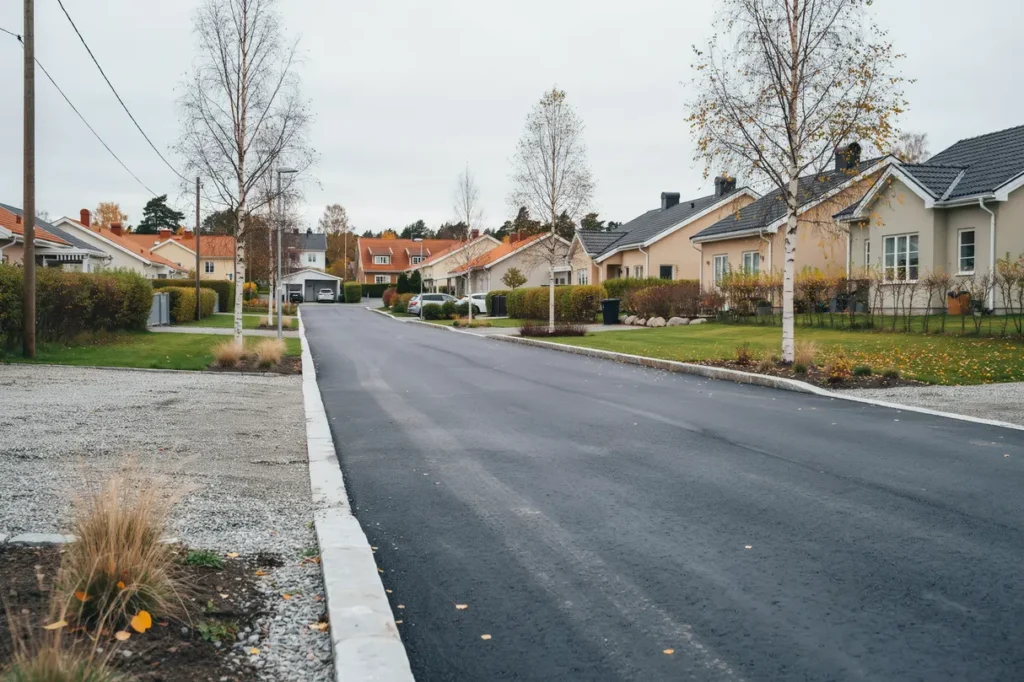 asfaltering av bostadsgata i brandbergen haninge